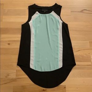 Turquoise, B&W Silk Blouse